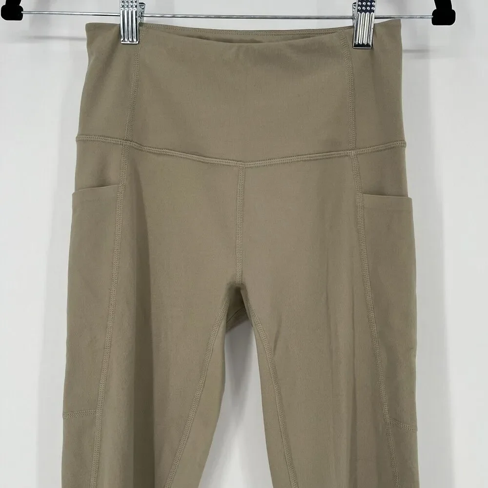 Varley Lets Move Leggings Womens Small Tan High Rise Pocket 25 Inseam